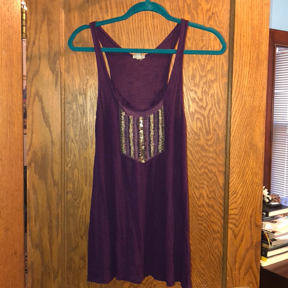 Urban outfitters Purple & gold Beaded Tank top xs